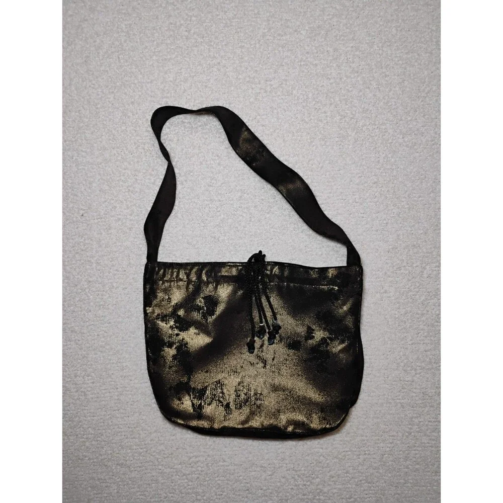 Metallic Gold Sack Shoulder Bag Edgy Disco Glam Rock
